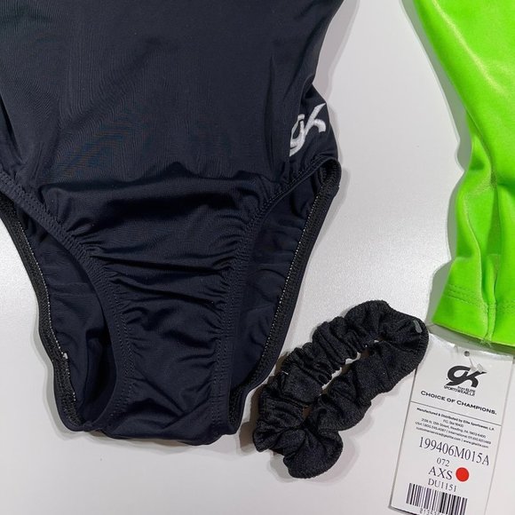 GK Elite Sportswear Leotard Scrunchie Neon Green - Picture 4 of 8